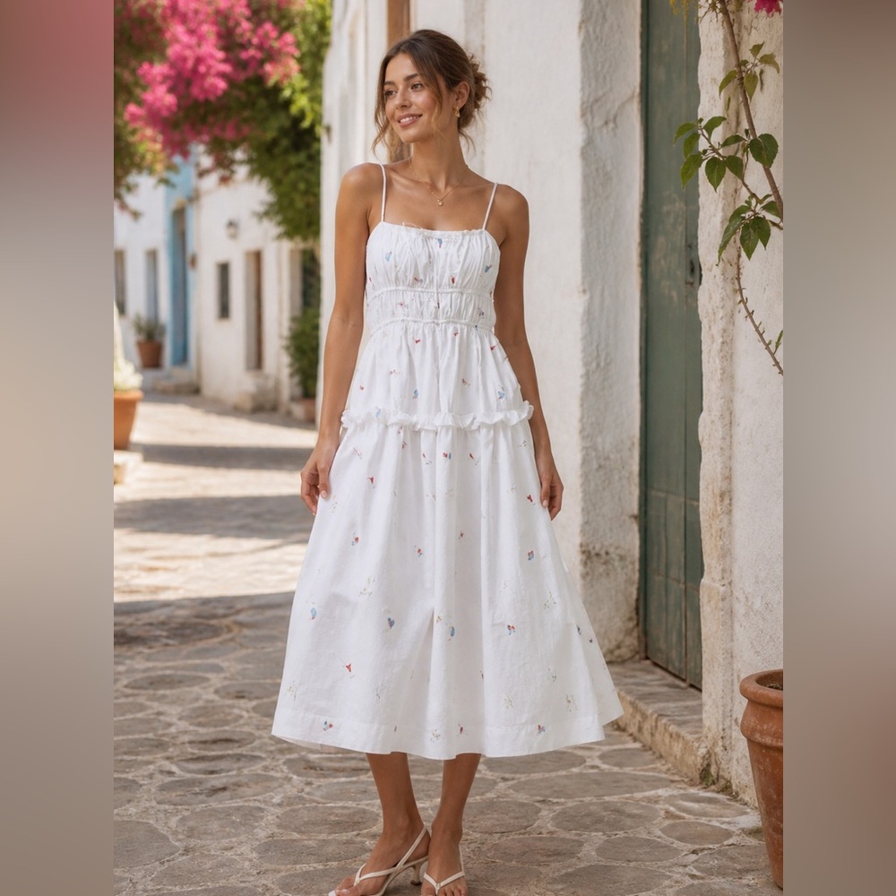 En Saison Nellie sleeveless smocked midi dress